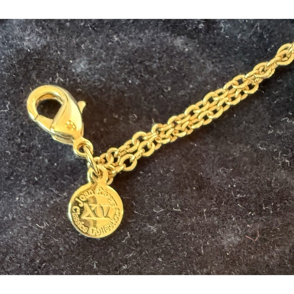 Joan Rivers Classics Collection Double Gold Tone Chain Tangerine Orange Flower - Picture 12 of 13